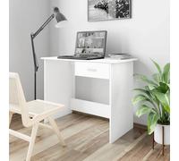 Desk White 100x50x76 cm Engineered Wood Drawer Writing Table - Compact for Home