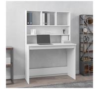 Desk White 102x45x148cm Engineered Wood Compact Storage Shelves Wall-Secured CE