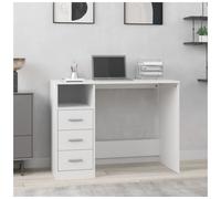 vidaXL 3 Drawer Single Shelf Computer Desk White - Size: 76 x 102 x 50cm - Wilko