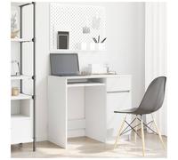 Desk White 86x49x76cm Engineered Wood Compact Writing Desk with 1 Door & Drawer