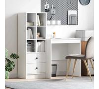 Desk White Engineered Wood 115.5x50x127cm 2 Drawers Highboard CompactDurableHome