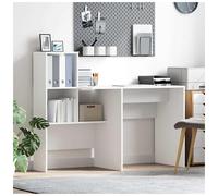 Desk White Engineered Wood 131.5x50x106.5cm Matte Storage Shelf Compact for Desk