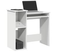 Desk White Engineered Wood with Shelves Compact 84x40x78cm Home Office for Home