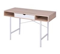 vidaXL Desk with 1 Drawer Oak and White Office Workstation Computer Table