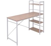 Desk with 4-Tier Bookcase Oak Writing Computer Office Table WorkStation vidaXL