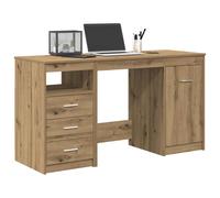Desk with Cabinet Artisan Oak 140x50x76cm Engineered Wood 3-Doors Drawer & Shelf