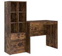 vidaXL Desk with Drawer with Shelf with Storage 2 pcs Concrete Grey
