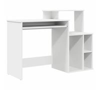 Desk White 120.5x44x88.5cm Engineered Wood Drawer 2 Shelves Modern Home Office