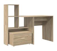 Desk Sonoma Oak 131.5x50x106.5cm Engineered Wood Storage Desk with Drawer +Shelf