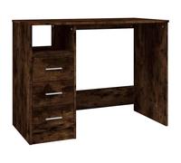 vidaXL 3 Drawer Single Shelf Computer Desk Smoked Oak - Size: 76 x 102 x 50cm - Brown - Wilko
