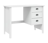 vidaXL Hill 3 Drawer Compact Pine Wood Home Desk White - Size: 74 x 100 x 45cm - Wilko