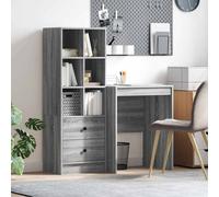 Desk with Highboard 2-Drawer Grey Sonoma Engineered Wood 105.5x50x127cm Durable