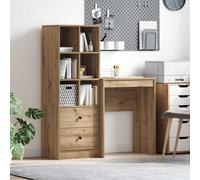 Desk with Highboard Artisan Oak Engineered Wood 105.5x34x127cm 2 Drawers Durable