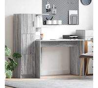 Desk with Highboard Grey Sonoma 133.5x50x124cm Engineered Wood 3-Door Storage UK