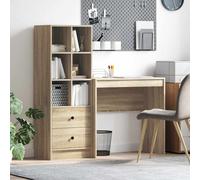 Desk with Highboard Sonoma Oak 125.5x40x127cm Engineered Wood 2 Drawers Durable