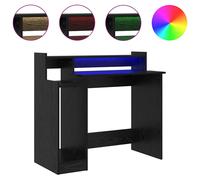 Desk with LED Lights Computer Table Study Writing Desk Engineered Wood vidaXL