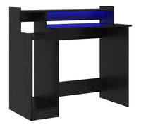 Desk with LED Lights Computer Table Study Writing Desk Engineered Wood vidaXL