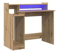 Desk with LED Lights Computer Table Study Writing Desk Engineered Wood vidaXL