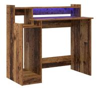 Desk with LED Lights Computer Table Study Writing Desk Engineered Wood vidaXL