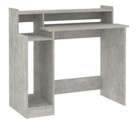 (Concrete grey) vidaXL Desk with LED Lights Computer Table Study Writing Desk Engineered Wood