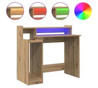 Desk with LED Lights Computer Table Study Writing Desk Engineered Wood vidaXL