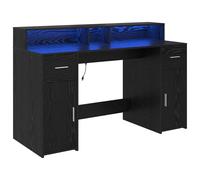 Desk with LED Lights Writing Table Study Working Table Engineered Wood vidaXL