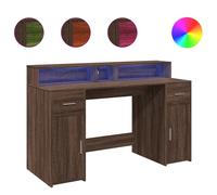 Desk with LED Lights Writing Working Table Brown Oak Engineered Wood vidaXL