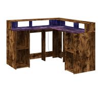 Desk with LED Lights Writing Working Table Smoked Oak Engineered Wood vidaXL