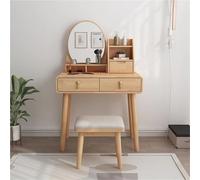 Desk with Mirror & Stool Wooden Makeup Table with Der & Sto Shelf for Makeup Room Det