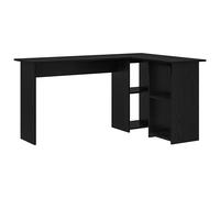 vidaXL Desk with Shelf Black Oak 142 x 102 x 73 cm Engineered Wood
