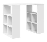 Writing Desk 90x50x75cm White Engineered Wood Modern Desk with 4-Tier Shelves.