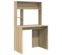 Desk Concrete Grey Engineered Wood 91x50x149cm Compact Home Office Shelf 2-Shelf