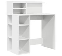 vidaXL Desk with Storage White 90 x 48 x 101.5 cm Engineered Wood, Home Office, Modern Rectangular Writing Desk, Ergonomic Workspace Table, Compact Utility, Sturdy Study Setup