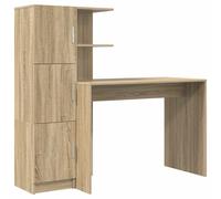 Desk Engineered Wood Sonoma Oak 102x50x124cm 3-Hinge Door Storage Durable Office