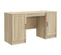 Desk High-Gloss White 142.5x50x75cm Engineered Wood 4-Shelf Storage Compact Slim
