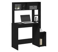 Desk with Shelves Black 100x45x140cm Engineered Wood Compact Home Office Storage