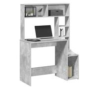Desk with Shelves Concrete Grey Engineered Wood 100x45x140cm Storage Workstation