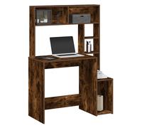 Desk with Shelves Smoked Oak 100x45x140cm Engineered Wood Home Office CompactPro