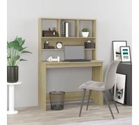 Desk with Shelves Sonoma Oak 102x45x148 cm Engineered Wood White SpaceSaverXL2