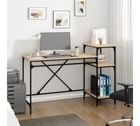 Desk with Shelves Sonoma Oak 135x50x90 cm Engineered Wood&Iron Berkfield Home Brown One Size