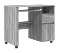 vidaXL Desk with Wheels Grey Sonoma 91 x 50 x 77 cm Engineered Wood