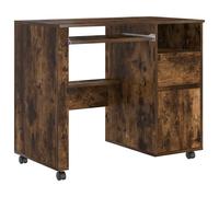 vidaXL Desk with Wheels Smoked Oak 91 x 50 x 77 cm Engineered Wood