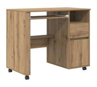 vidaXL Desk with Wheels Sonoma Oak 91 x 50 x 77 cm Engineered Wood