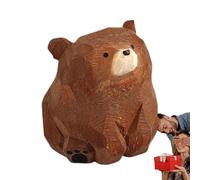 Desk Wood Bear,Wooden Carving Figurine Bear for Desktop - Tabletop Free Standing Ornaments for Indoor Decor for Computer Desk, Bookcase, Classroom, Dormitory