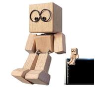 Desk Wooden Figure, Shaking Wooden Man Figure Decoration, Funny Movable Sculpture Dashboard Ornament for Bedroom Living Room Dormitory Study Travel Family Outings