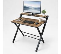 Desk, Work Desk, Folding Desk, Computer Desk with Monitor Shelf