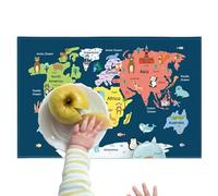 Desk Writing Mat, Colorful Space Dinosaurs World Map Pattern Desk Pad, Student School Organizer Protector Waterproof Mousepads for Home, Studio