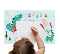 Desk Writing Mat, Colorful Space Dinosaurs World Map Pattern Desk Pad, Student School Organizer Protector Waterproof Mousepads for Home, Studio