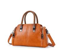 DesKimdo Boston Handbag Satchel Bag Top Handle Tote Purse, Brown