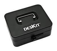 DESKit 8" Cash Box With secure 3-Digit Combination Lock and Cash Tray For Petty Cash - Keeping Your Money Safe On The Go (Black)